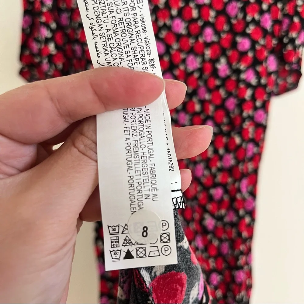 Zara Red Pink Floral Maxi Dress Romantic Cottagecore Boho Spring Whimsigoth - Picture 7 of 14